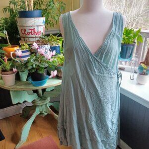 Ewa I Walla Wrap Dress Tunic Teal 33191 Women's Size XL 100% Cotton NWOT